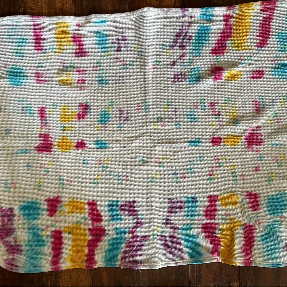 Baby Morgan Cotton Blanket Thermal Waffle Weave Tie-Dyed Balloons Vintage‎ USA